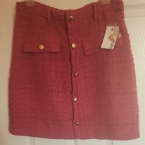 Nine West Women's Burgundy Tweed Mini Skirt